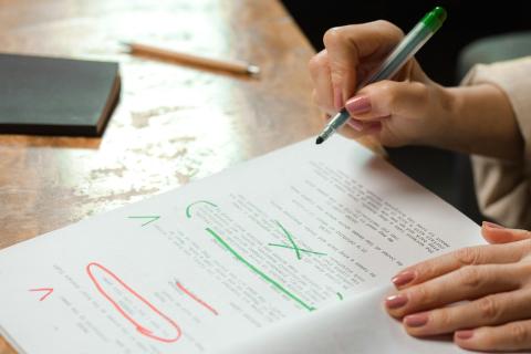 Hand correcting a document