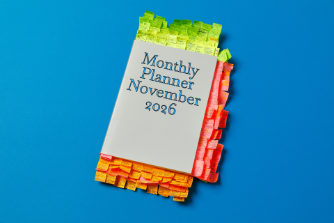 November monthly planner filled with notes