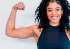 Woman flexing arm