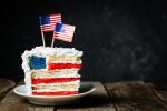 Red, white, and blue cake slice