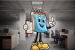 Cartoon grant calendar stands in an office