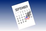 September calendar with US flag on the 30th